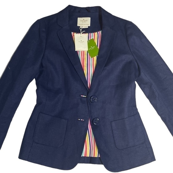 Kate Spade ♠️ Navy Blue Blazer Size 4 NWT - Picture 3 of 6